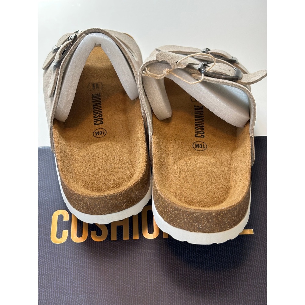 NEW Cushionaire Genuine Leather Cork Footbed Sandals Stone Beige 10M Suede - Picture 5 of 8